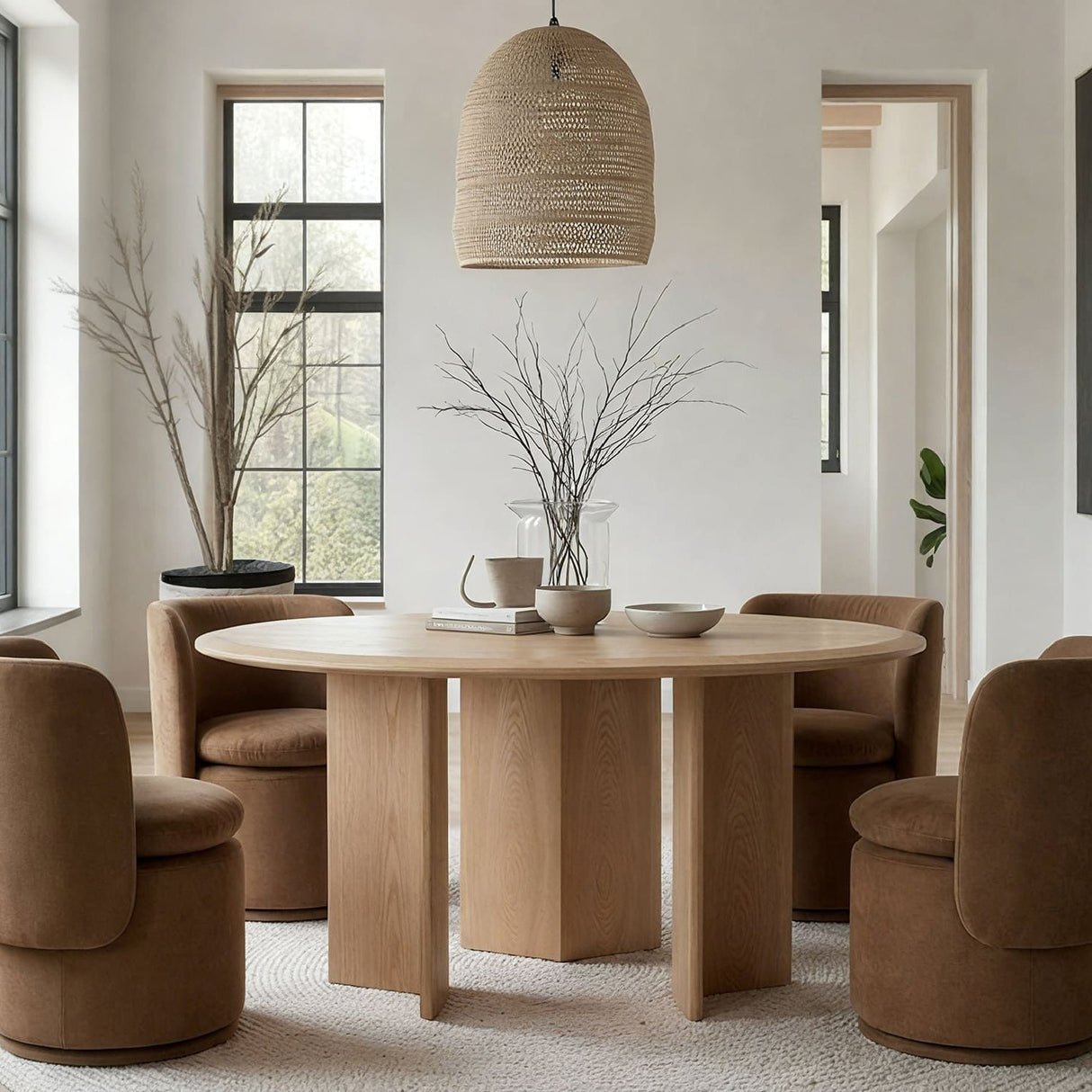 Natural Ash Round Dining Table | OROA Modern Masuda
