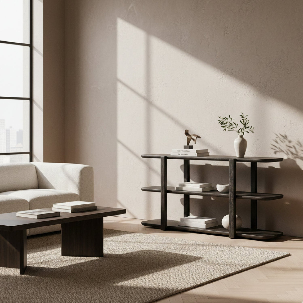 Brown Open-Back Bookshelf | OROA Modern Noah | Oroa.com
