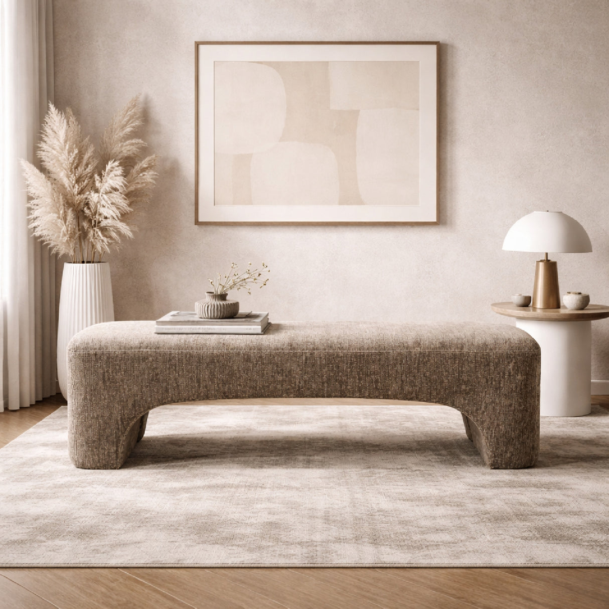 Tan Fabric Bench | Oroa.com