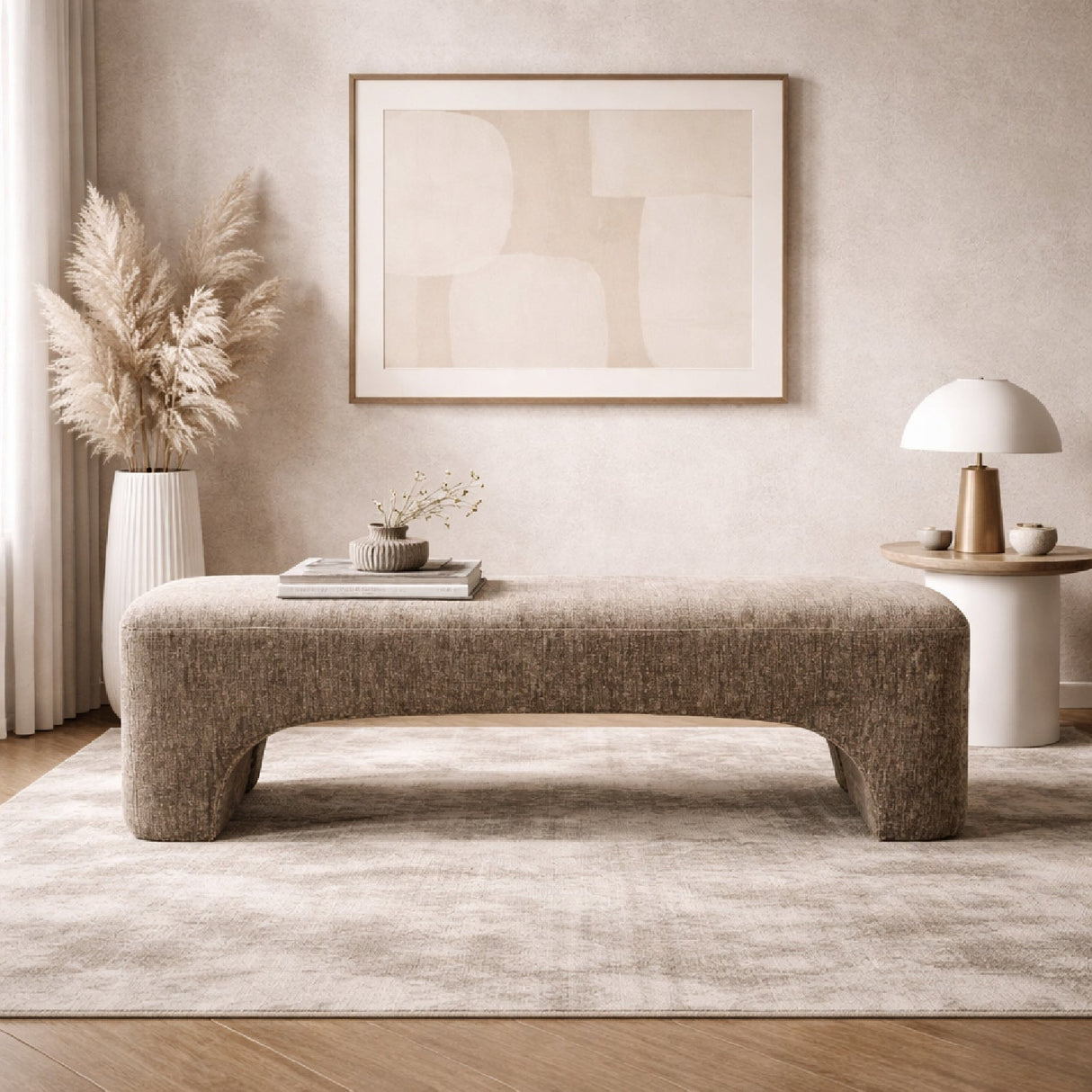 Tan Fabric Bench | OROA Modern Siegal | Oroa.com