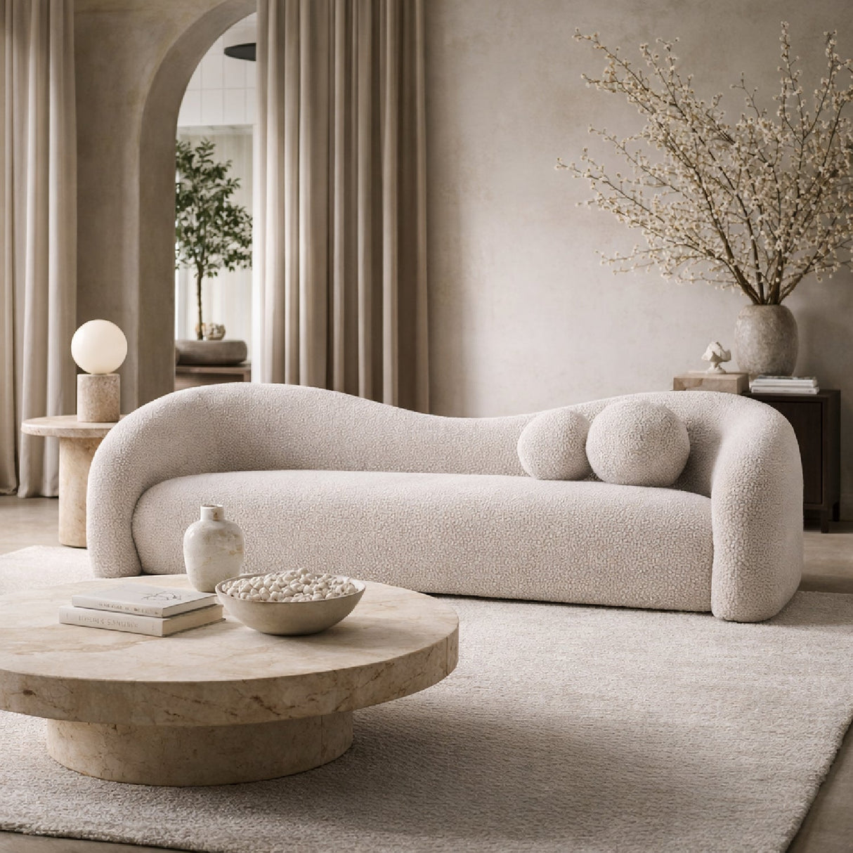 Wavy Back 4-Seater Sofa – Calico – alternate view 9