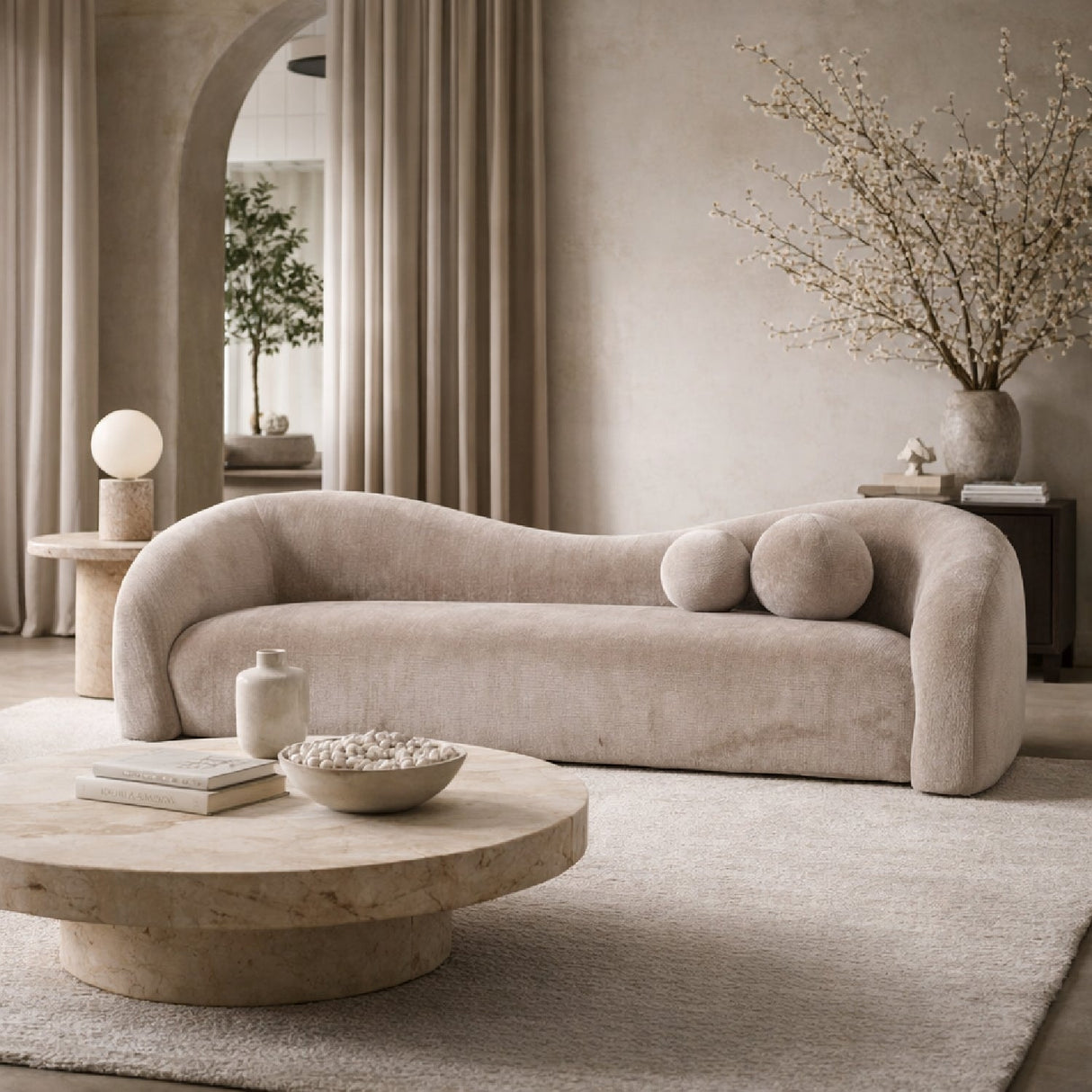 Wavy Back 4-Seater Sofa – Calico – alternate view 16