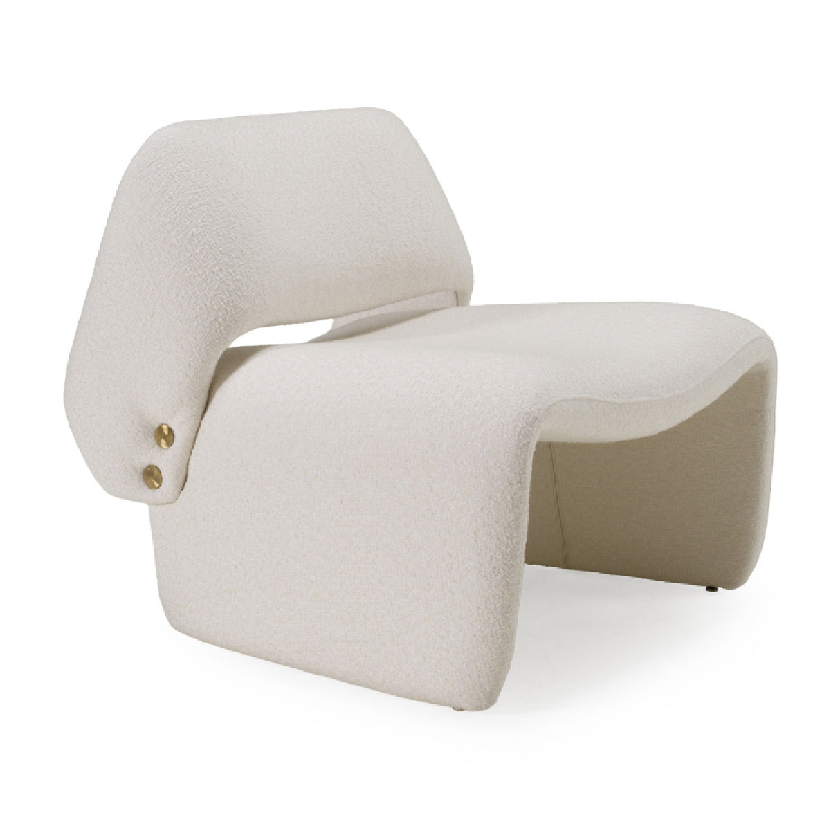 Gold Buttoned White Accent Chair – Tristan – front view