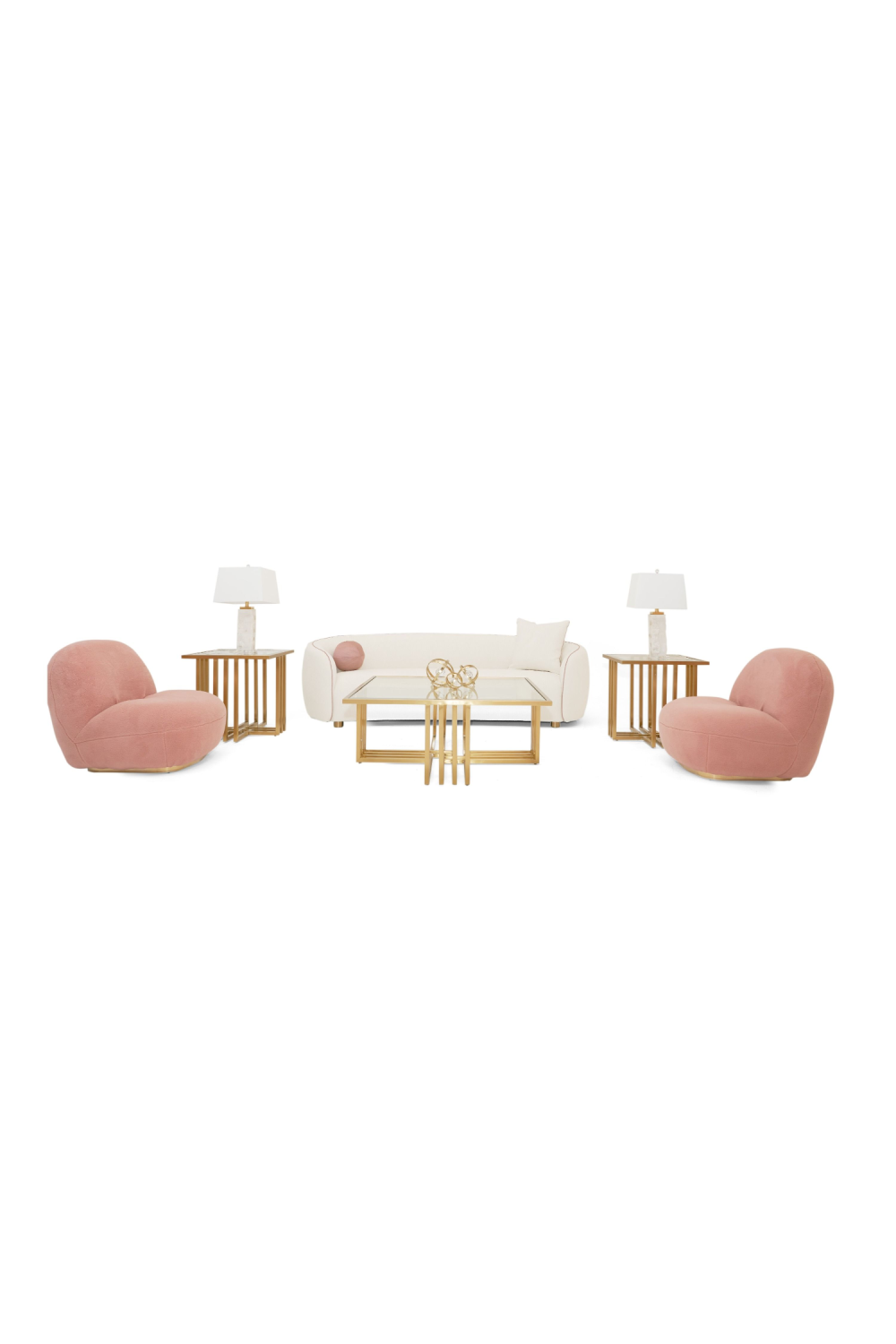 Pink Piped Cream Sofa | Oroa.com