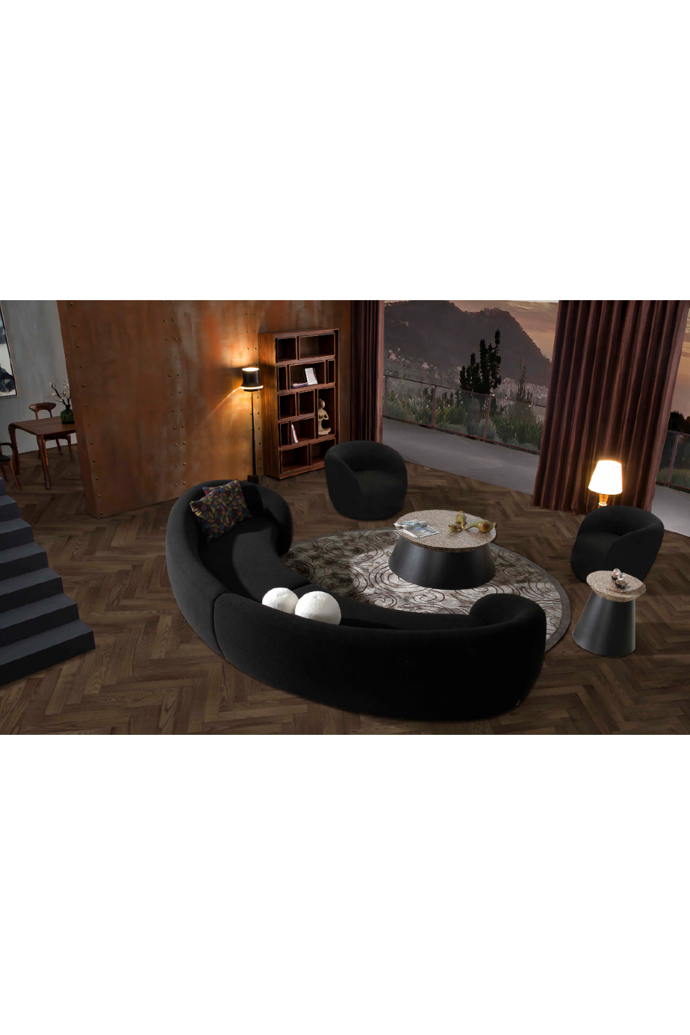 Black Curved Sectional Sofa | OROA Modern Kilmer | Oroa.com