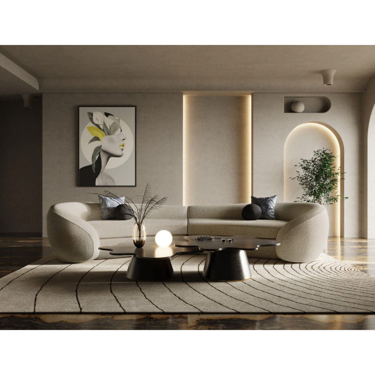 Gray Curved Sectional Sofa – Kilmer – alternate view 8