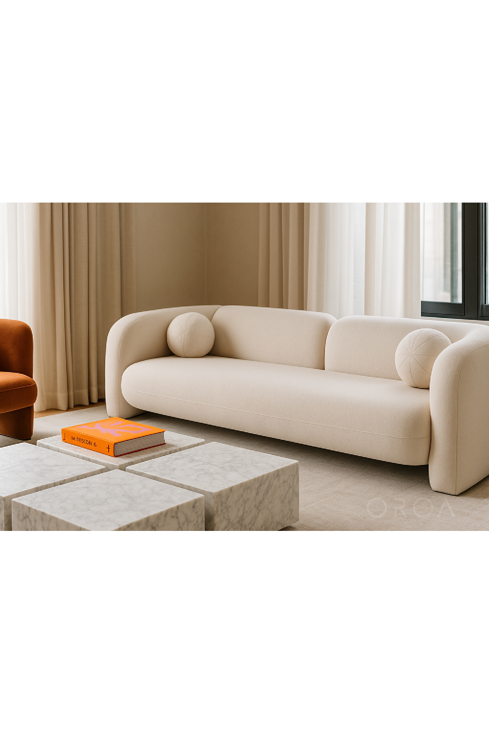White 4-Seater Sofa | OROA Modern Khan | Oroa.com