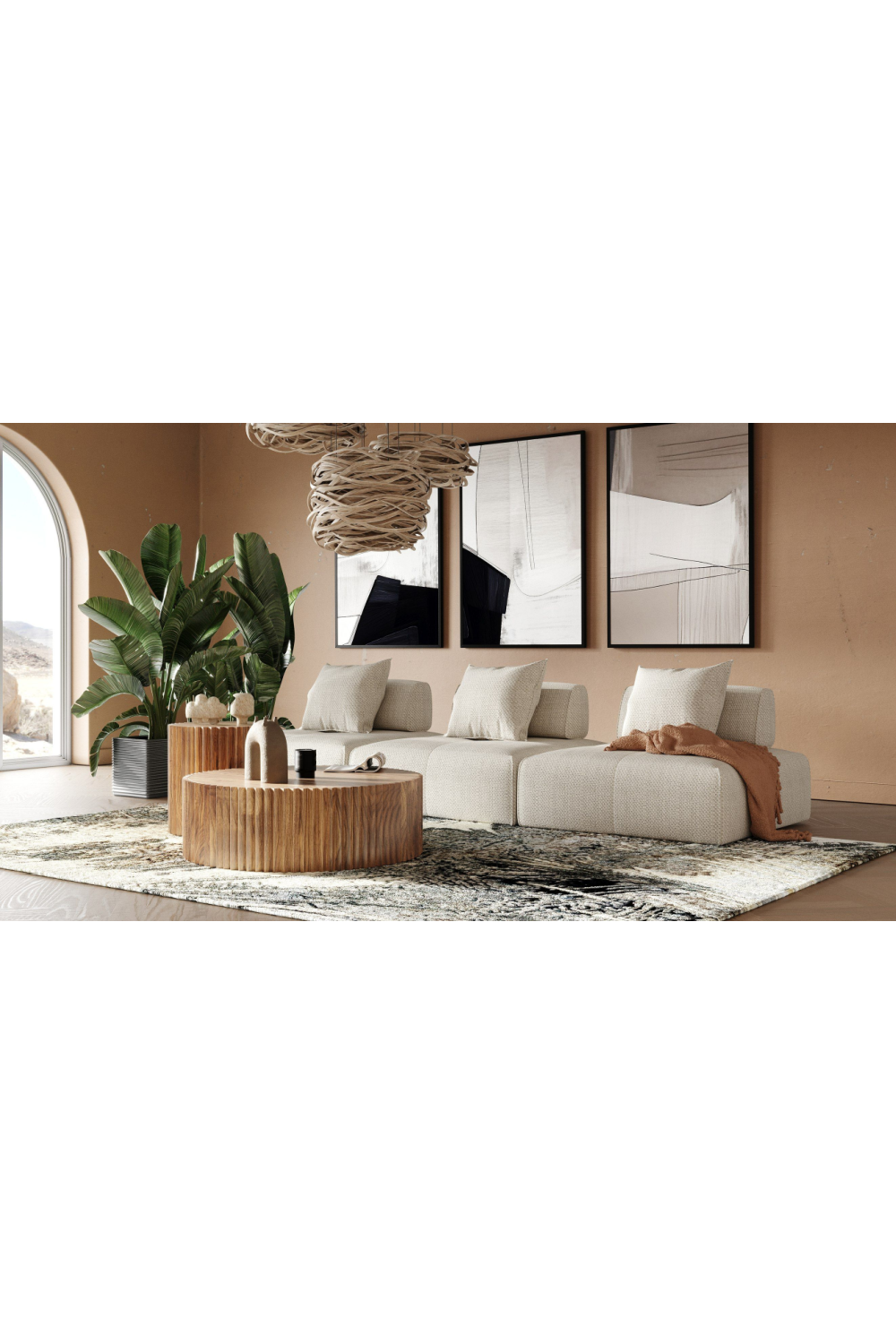 Beige Square Modular Accent Chair | OROA Modern Mondo | Oroa.com