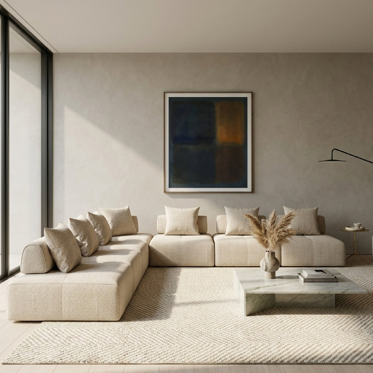 Beige Modular Sectional Sofa – Mondo – angled view