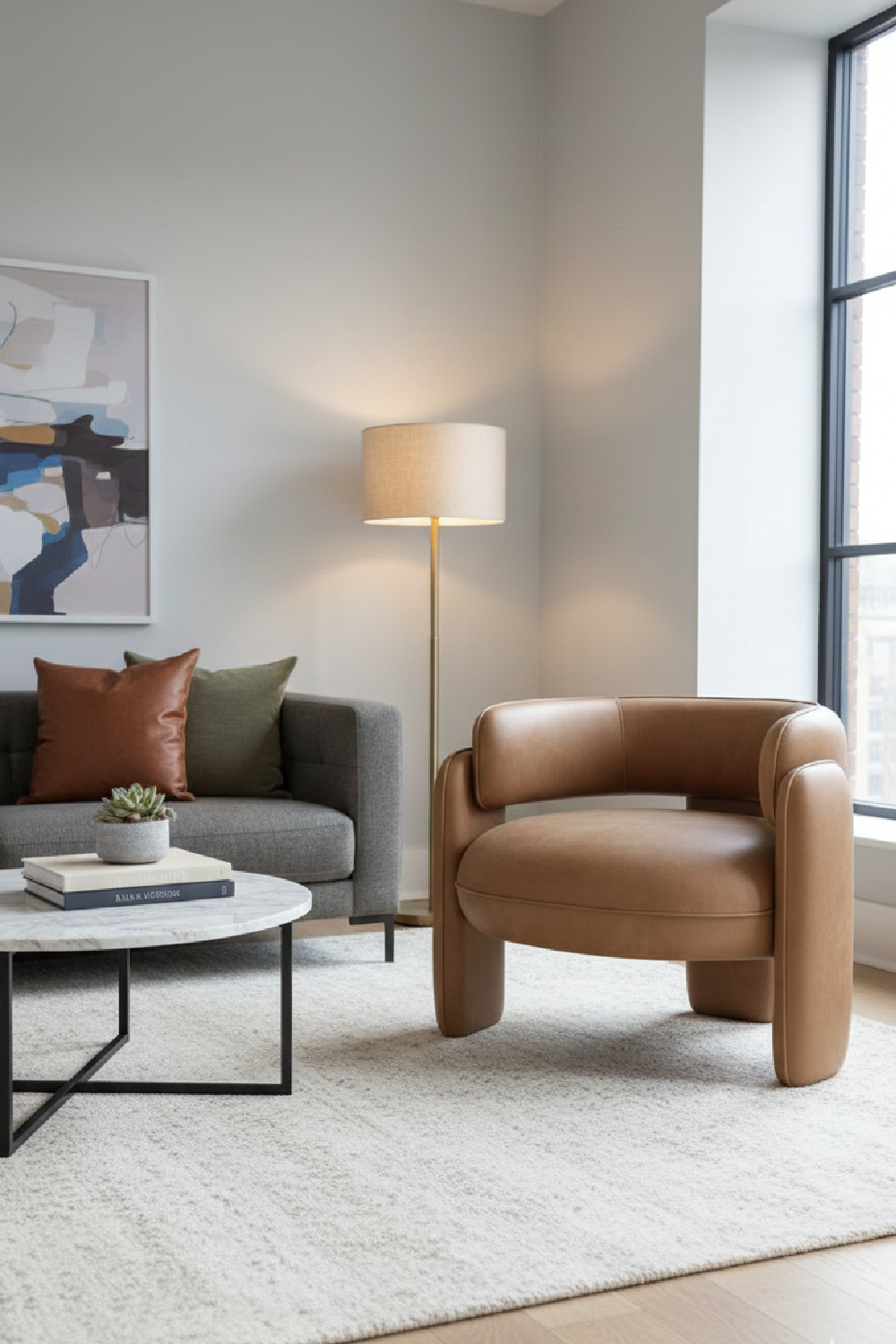 Brown Leather Accent Chair | OROA Modern Tioga | Oroa.com