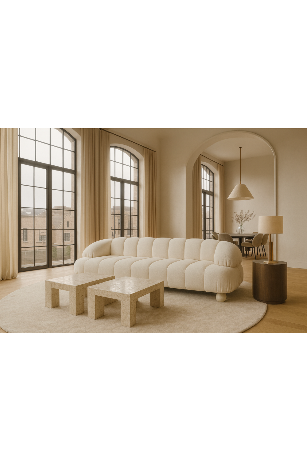 White Channeled 4-Seater Sofa | Oroa.com