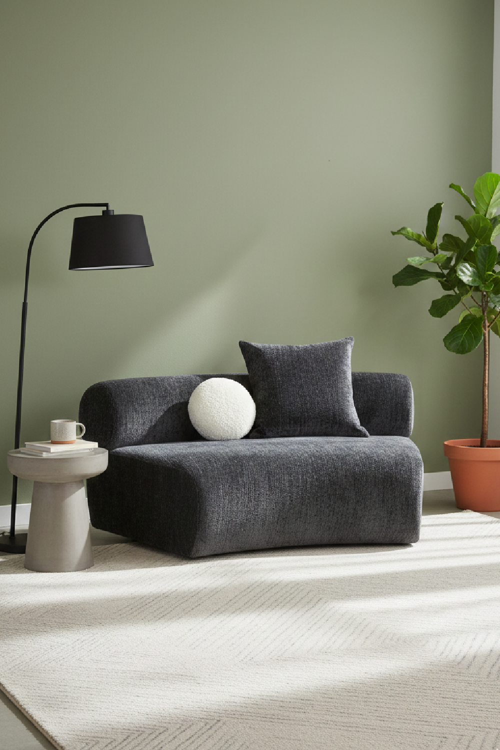 Gray Curved Armless Sofa – Simpson – alternate view 5