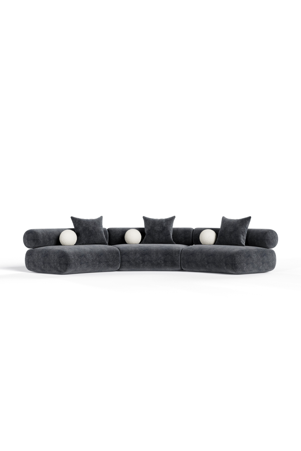 Gray Fabric Curved Sectional Sofa | OROA Modern Simpson | Oroa.com