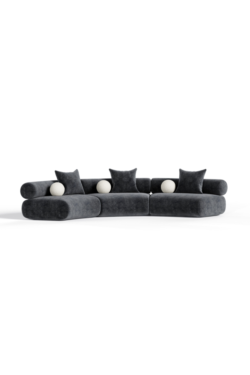 Gray Fabric Curved Sectional Sofa | Oroa.com
