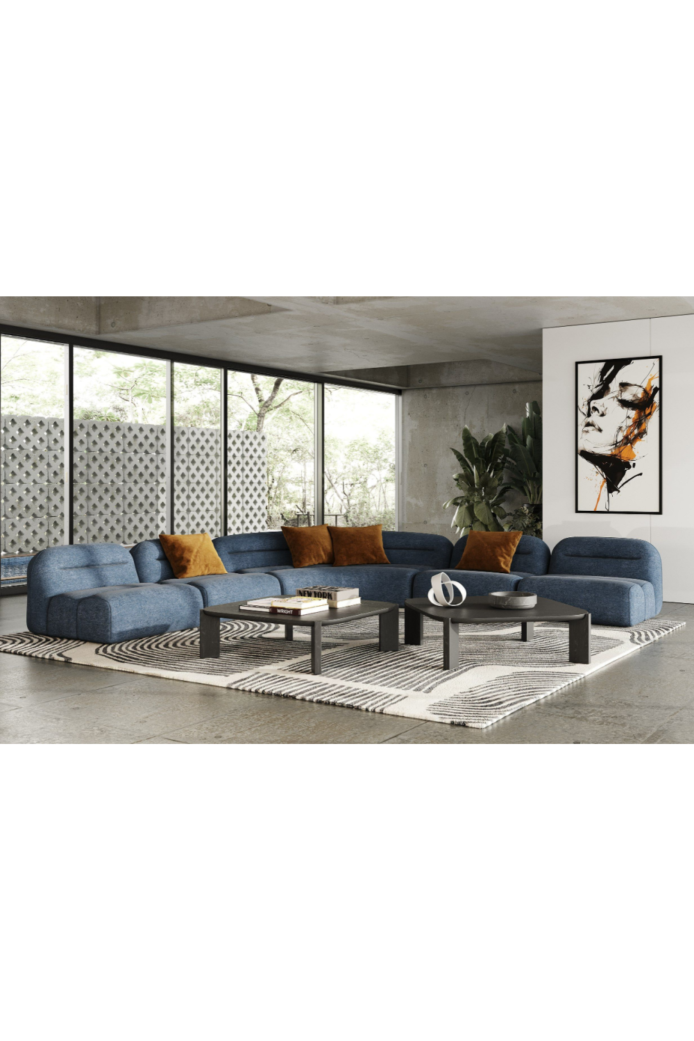 Blue Modular Armless Seat | OROA Modern Forman | Oroa.com