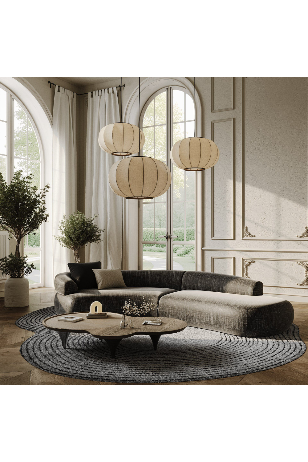 Curved Gray Sectional Sofa | OROA Modern Lakota | Oroa.com