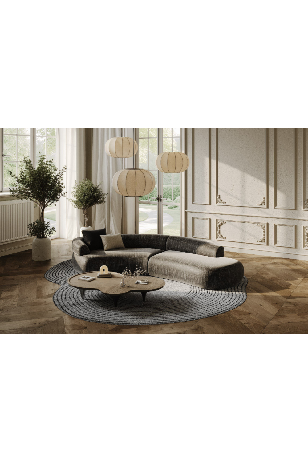 Curved Gray Sectional Sofa | OROA Modern Lakota | Oroa.com