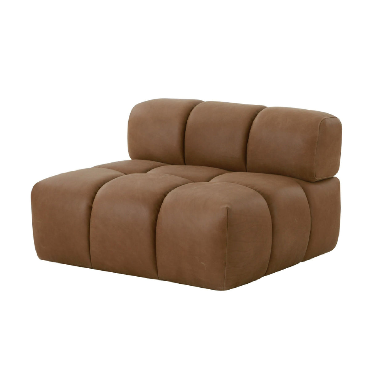 Brown Leather Armless Seat – Everest – front view