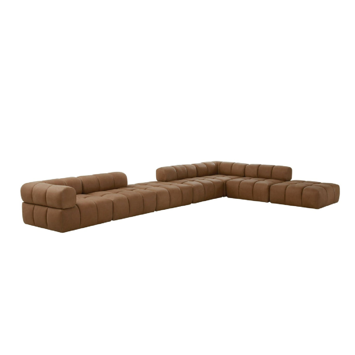 Brown Leather Armless Seat – Everest – side view