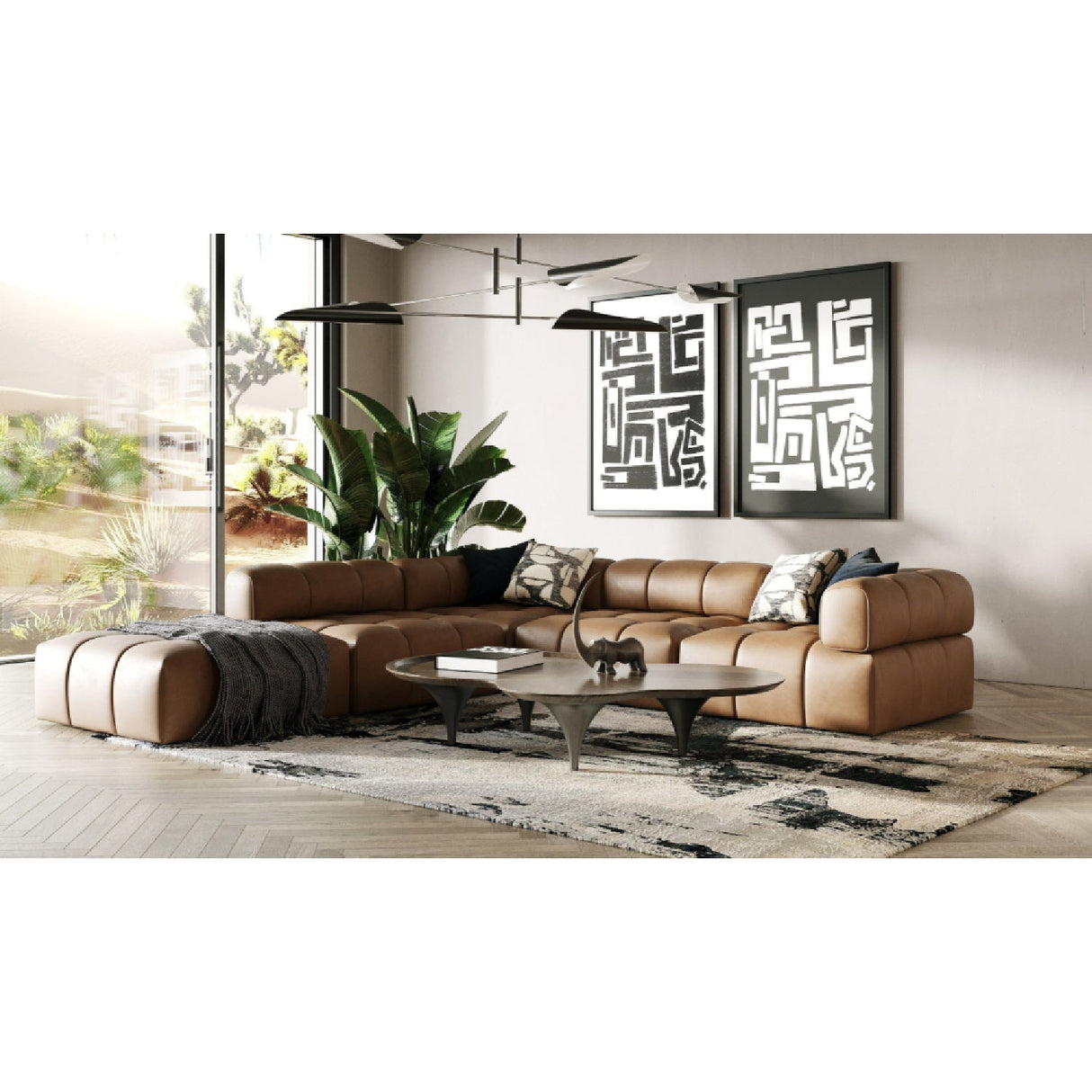 Brown Leather Modular Corner Sofa – Everest – alternate view 8