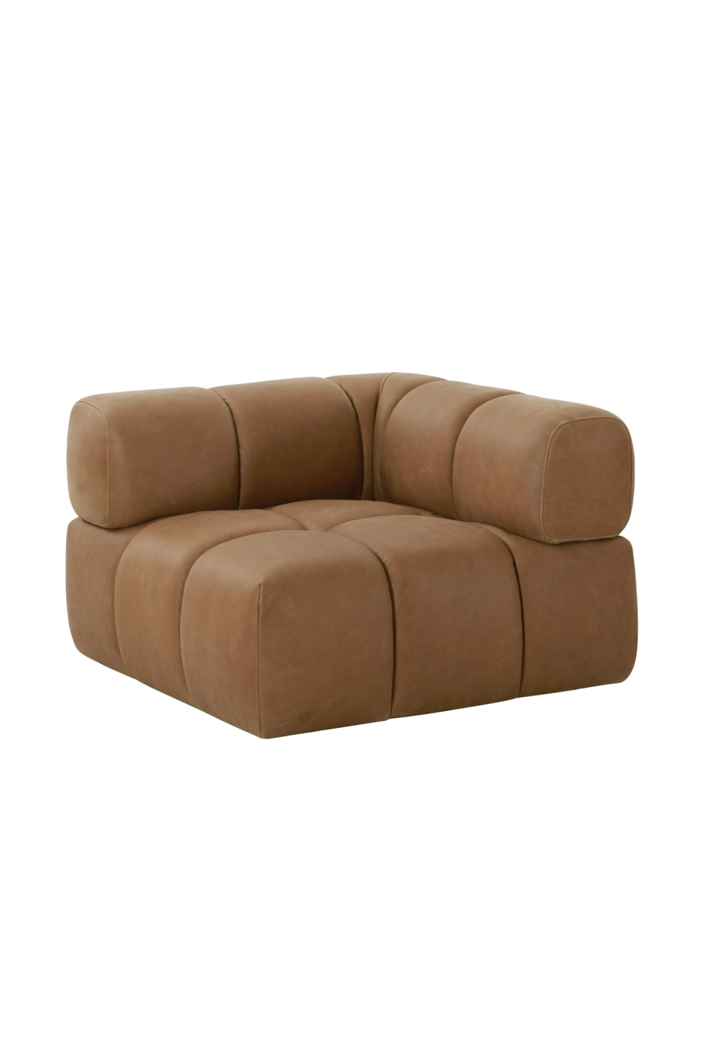 Brown Leather Modular Corner Sofa – Everest – front view