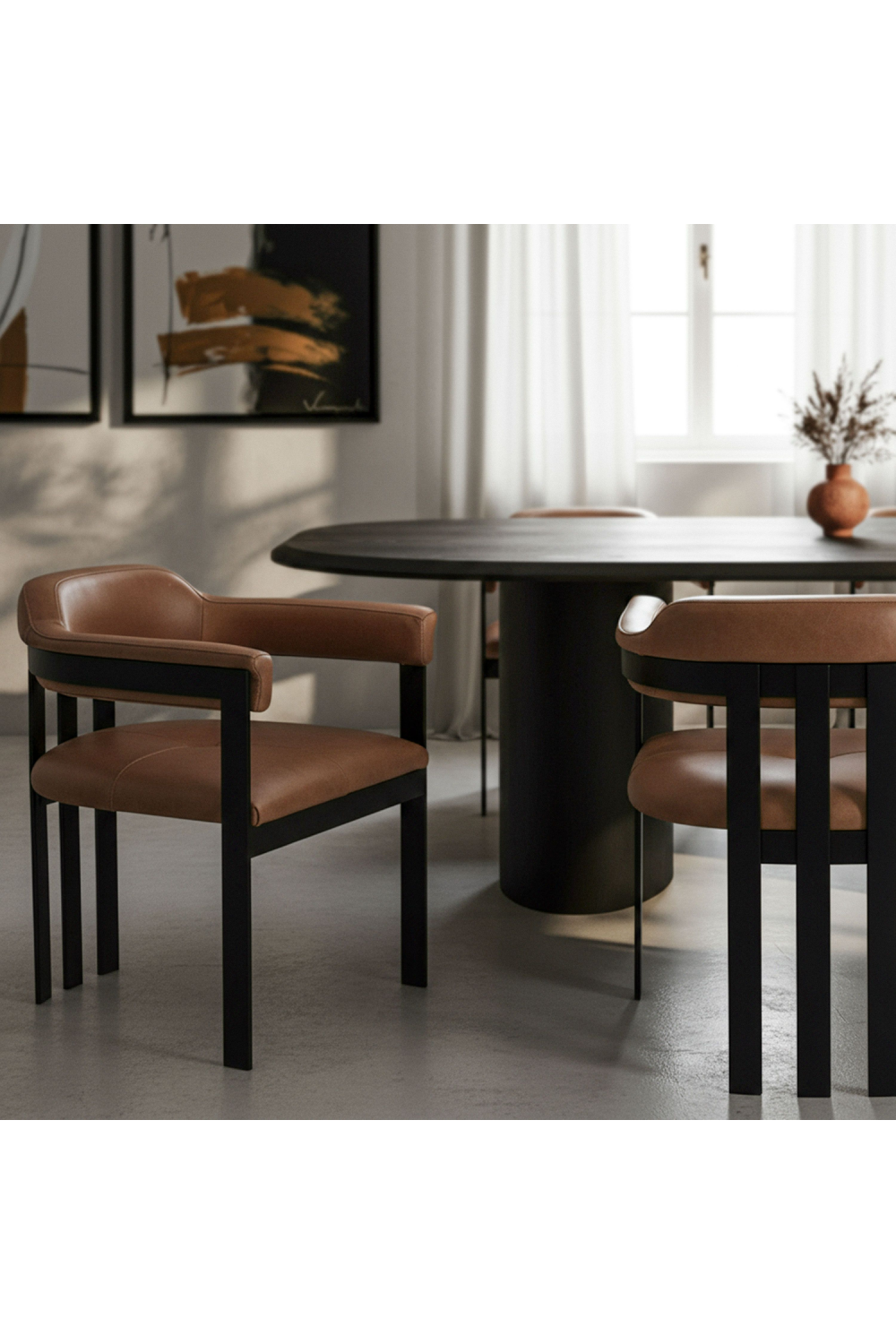 Brown Leather Dining Chair | Oroa.com