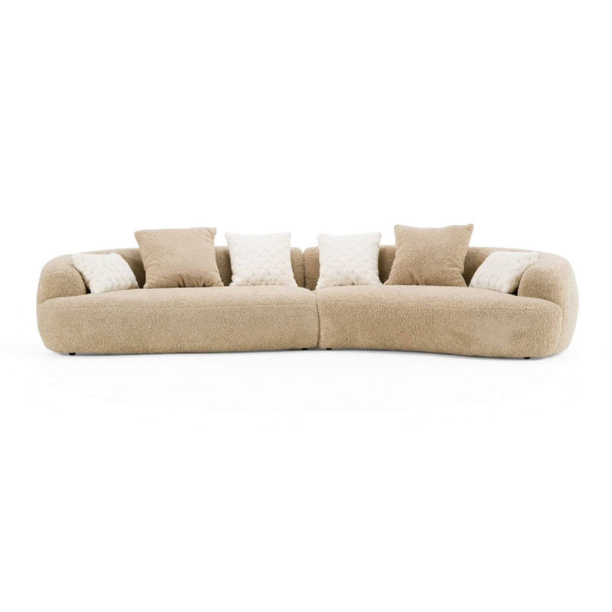 Tan Curved Sectional Sofa – Trevor – front view