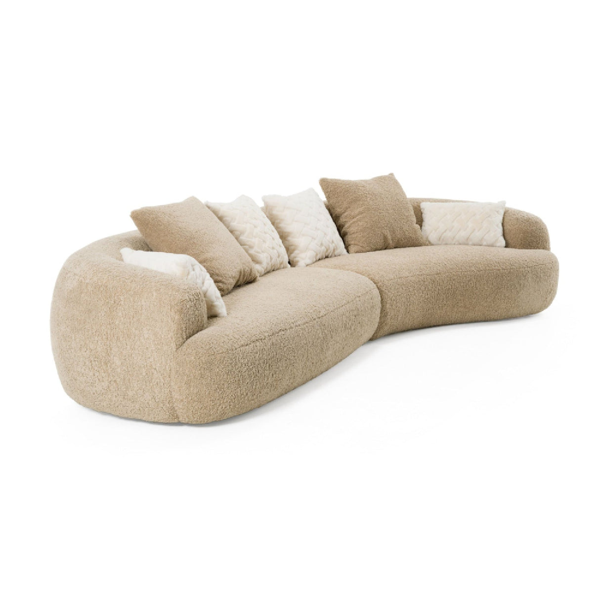 Tan Curved Sectional Sofa – Trevor – side view