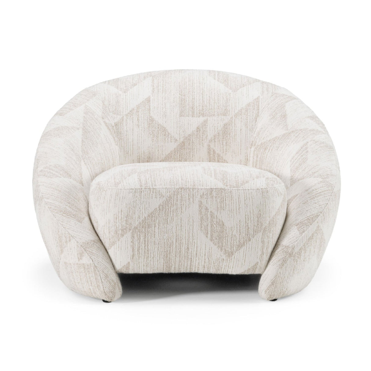 Beige Patterned Fabric Accent Chair – Gentle – side view
