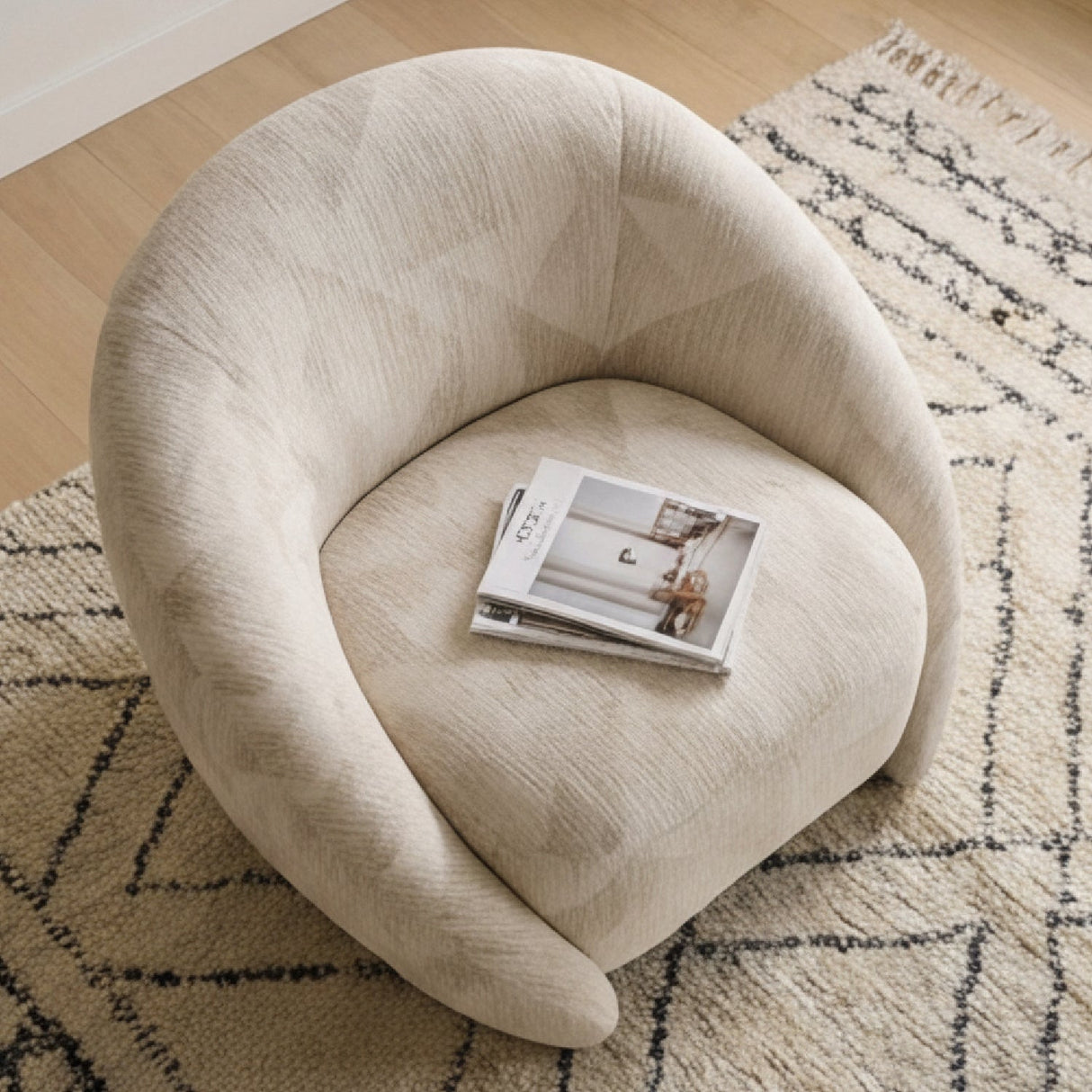 Beige Patterned Fabric Accent Chair – Gentle – alternate view 8