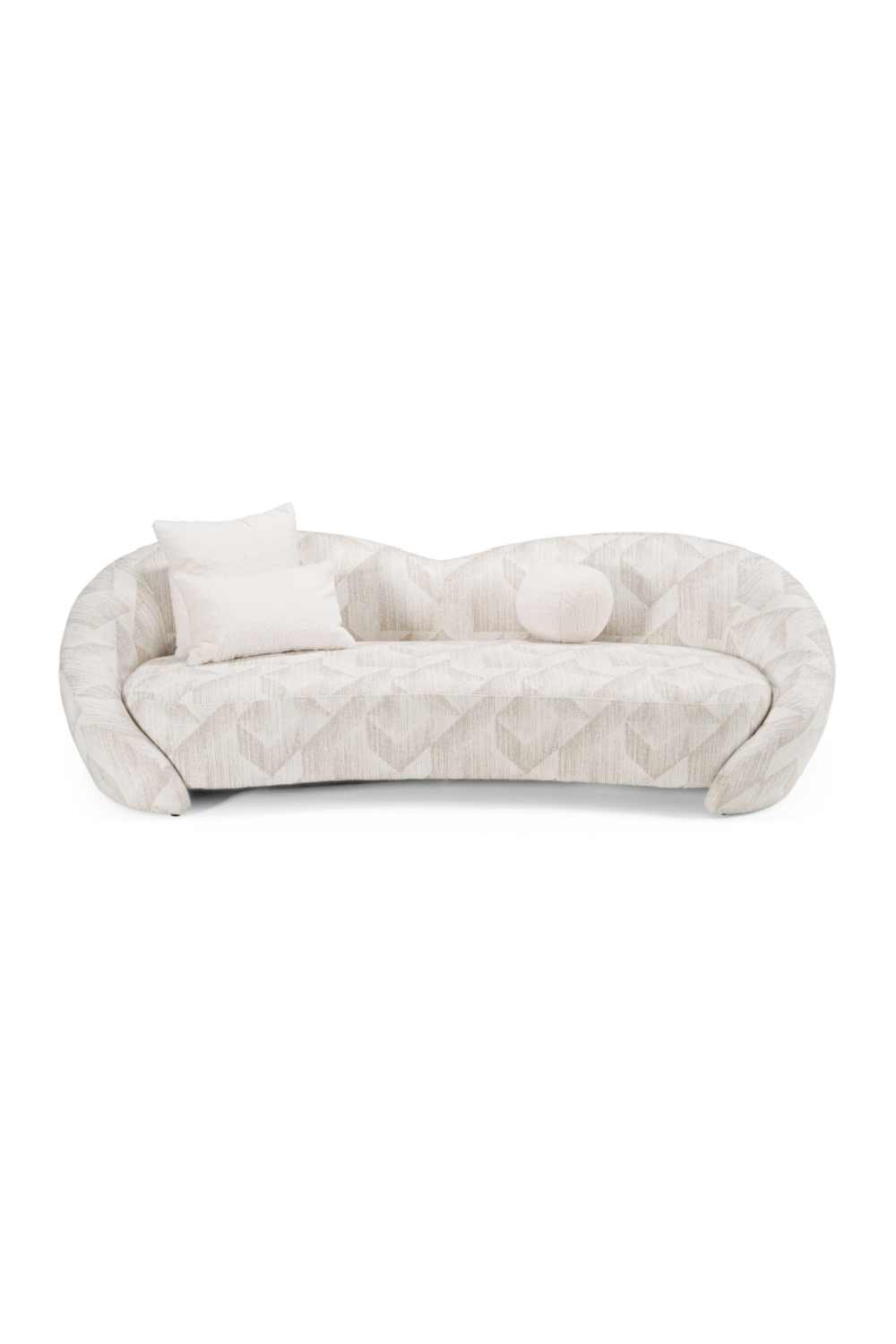 Beige Patterned Fabric Sofa – Gentle – side view