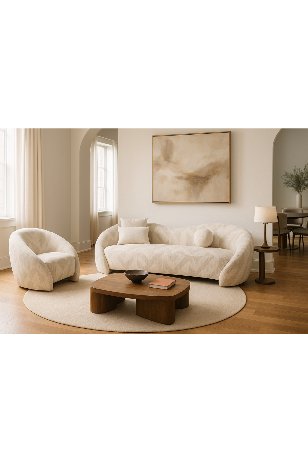 Beige Patterned Fabric Sofa – Gentle – alternate view 10