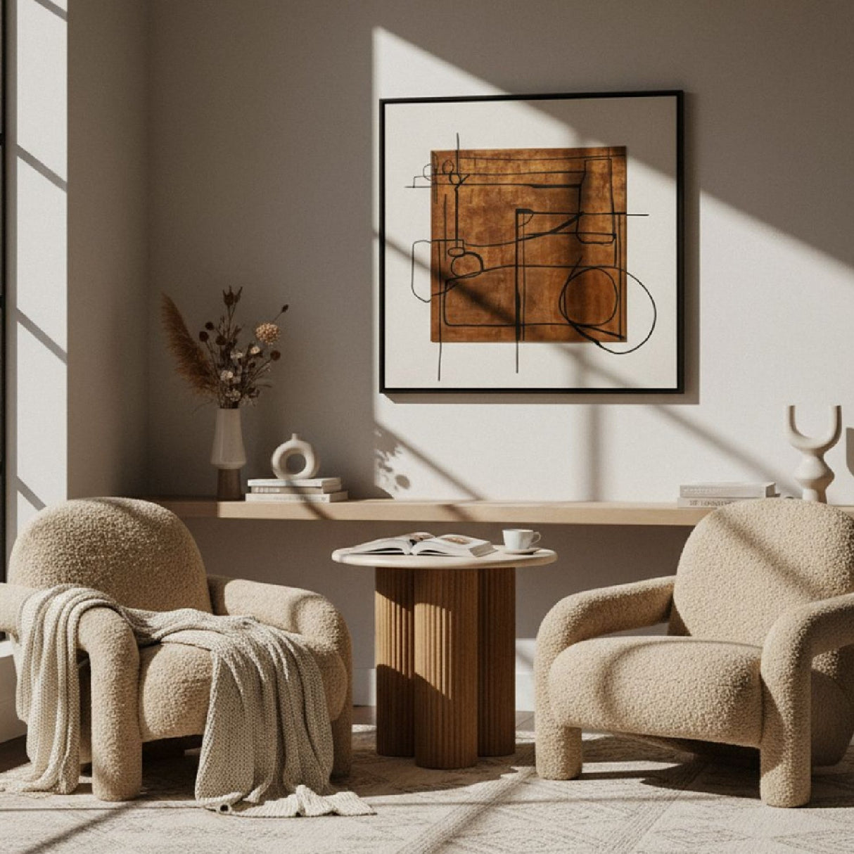 Tan Fabric Accent Chair – Trevor – angled view