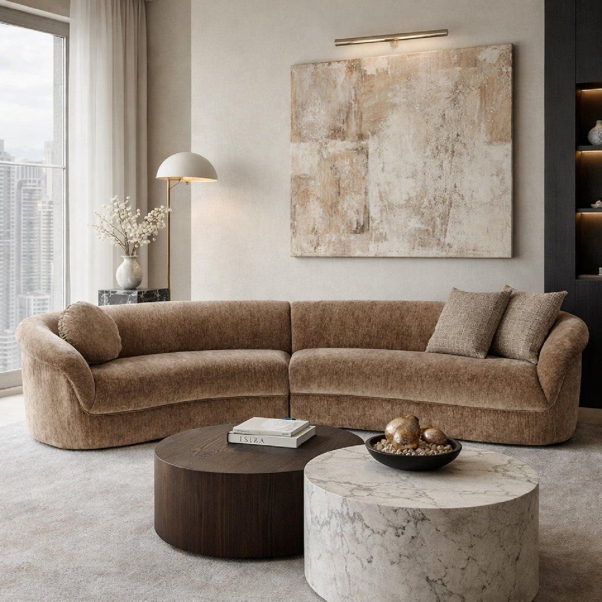 Brown Curved Sectional Sofa | OROA Modern Sheth | Oroa.com