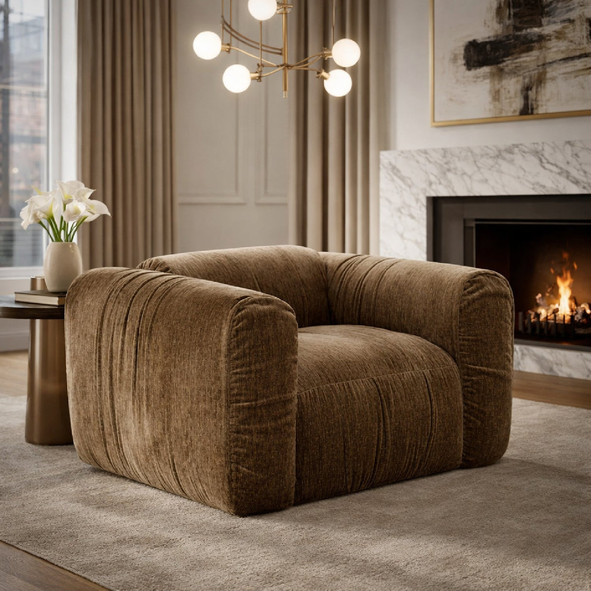Tan Fabric Lounge Chair | OROA Modern Siegal | Oroa.com