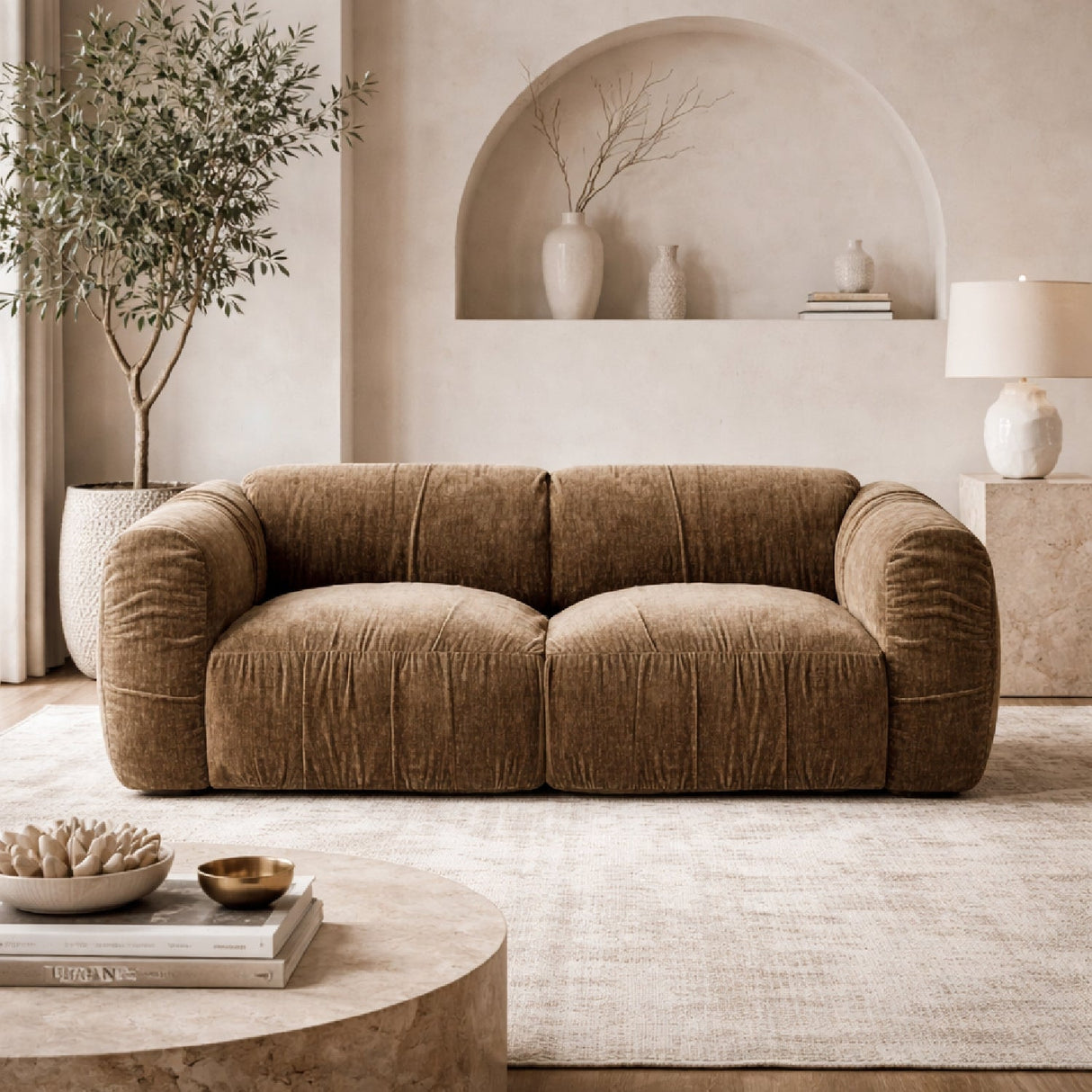 Tan Fabric Loveseat | OROA Modern Siegal | Oroa.com