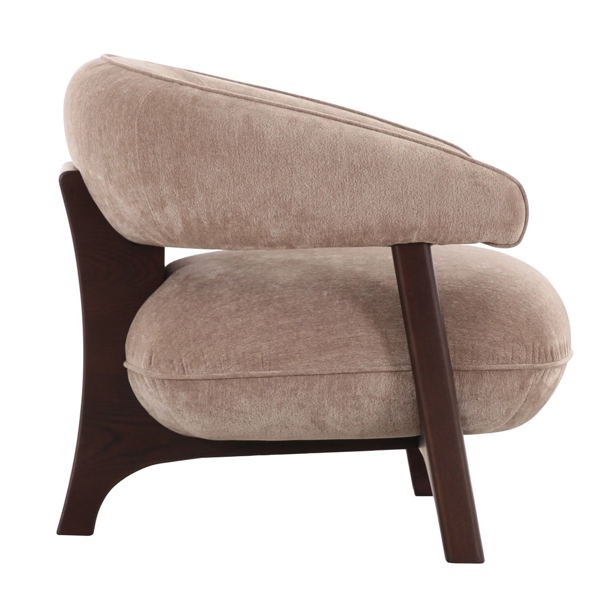 Tan Curved-Back Accent Chair | OROA Modern Kirby | Oroa.com