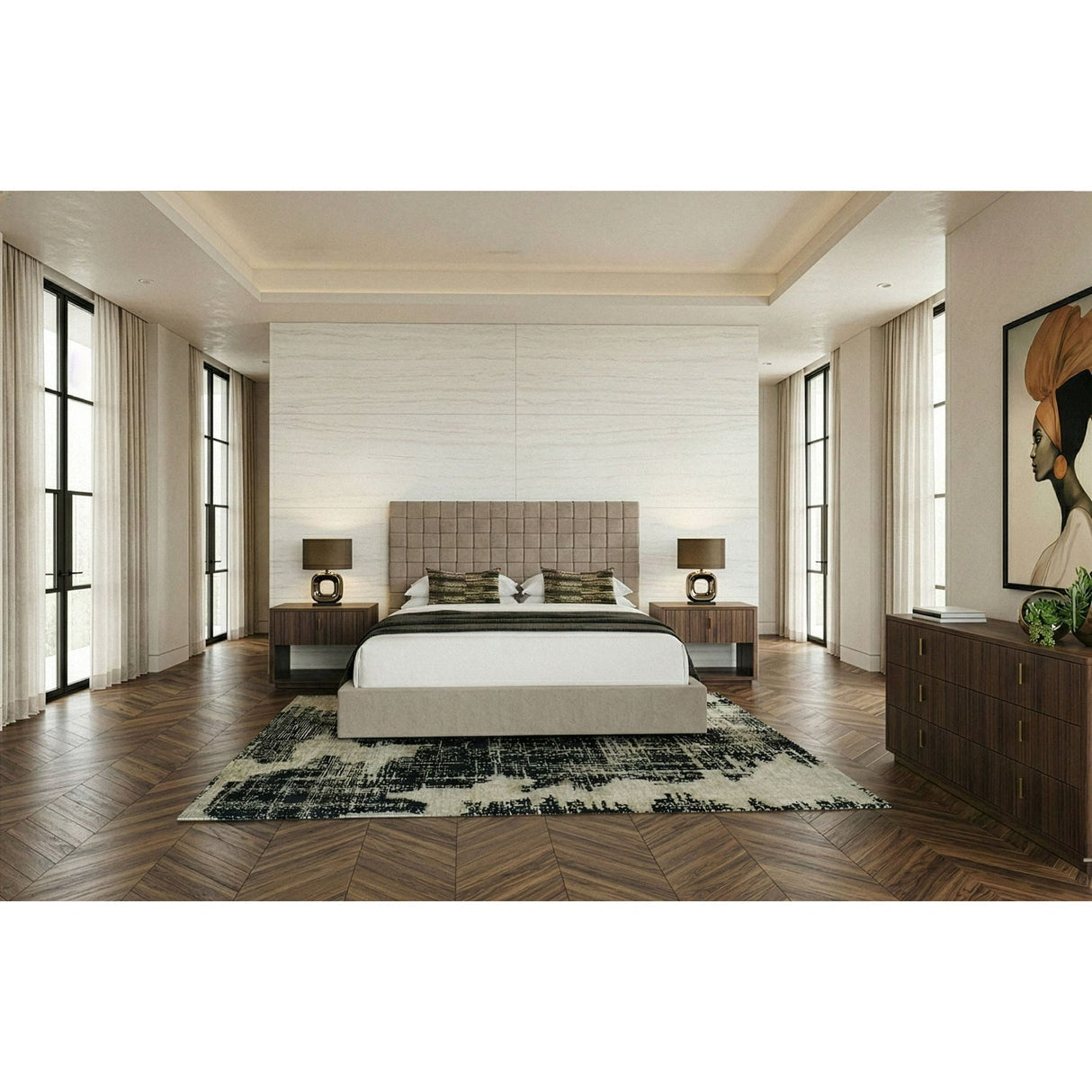 Taupe Woven King Bed | OROA Modern Rousey | Oroa.com