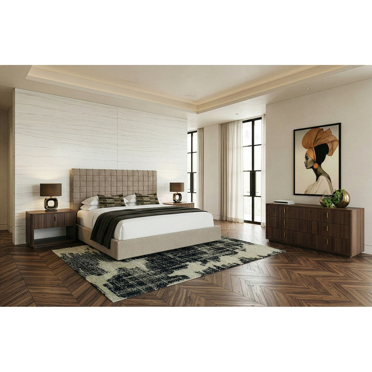 Taupe Woven King Bed | OROA Modern Rousey | Oroa.com