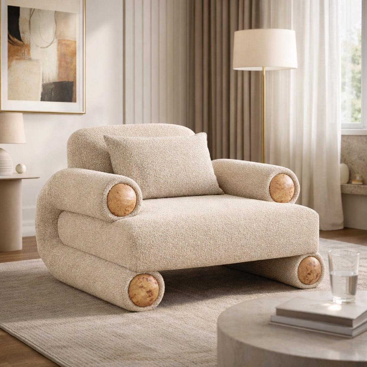 Beige Fabric Modern Accent Chair | OROA Modern Odette | Oroa.com