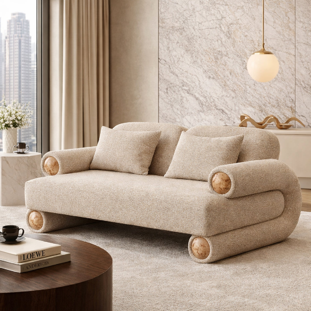 Beige Fabric Modern Loveseat | OROA Modern Odette | Oroa.com