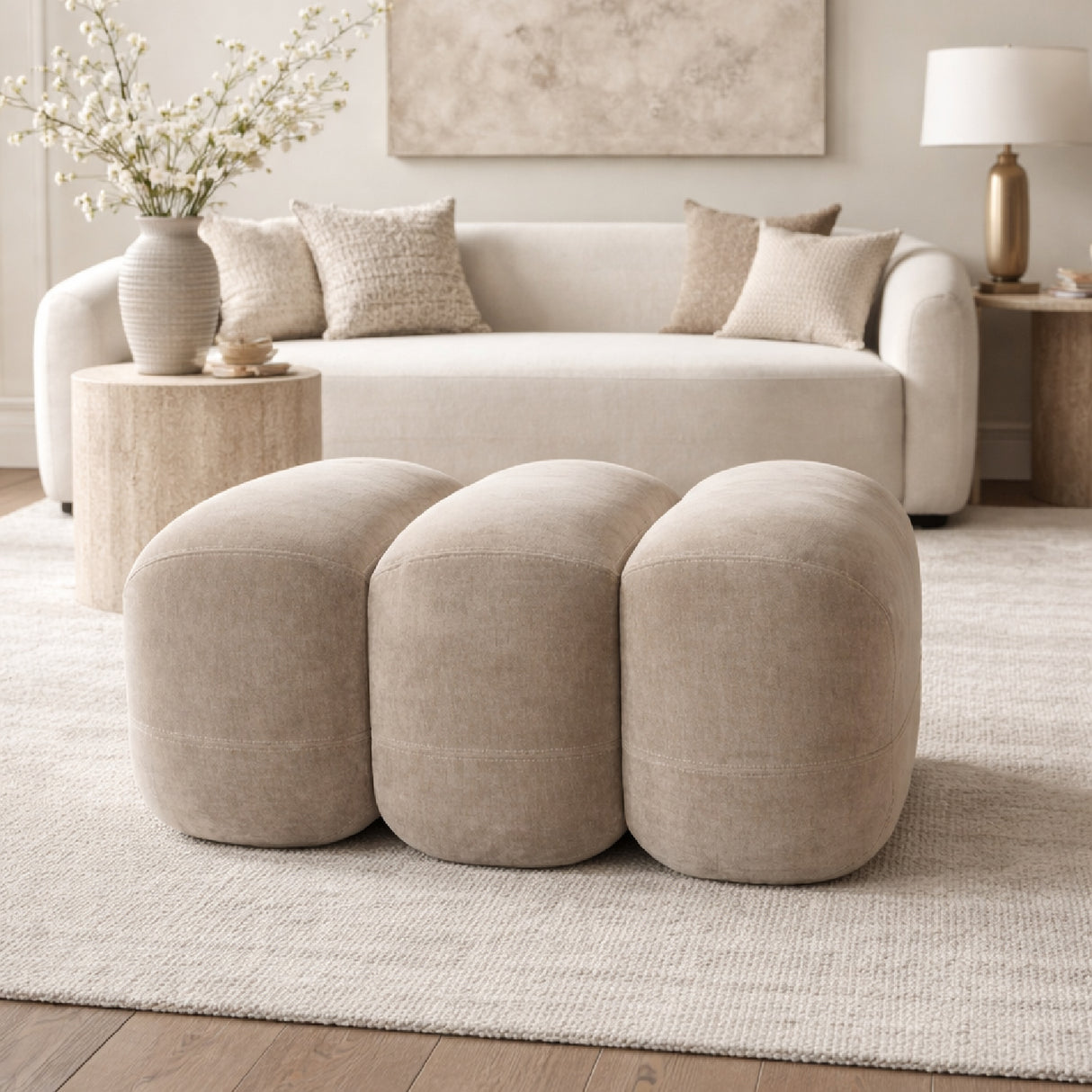 Taupe Fabric Ottoman | Oroa.com