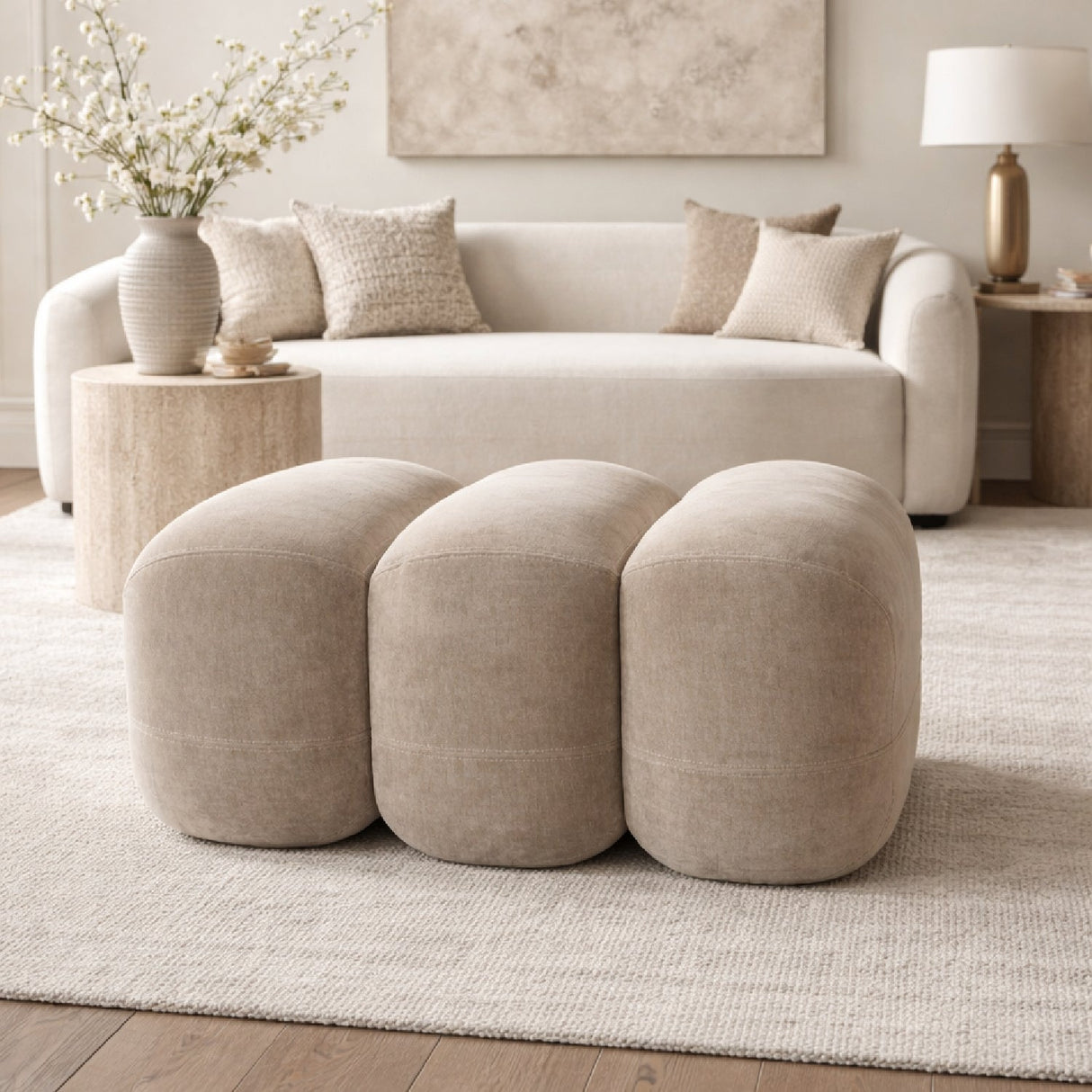 Taupe Fabric Ottoman | OROA Modern Archie | Oroa.com