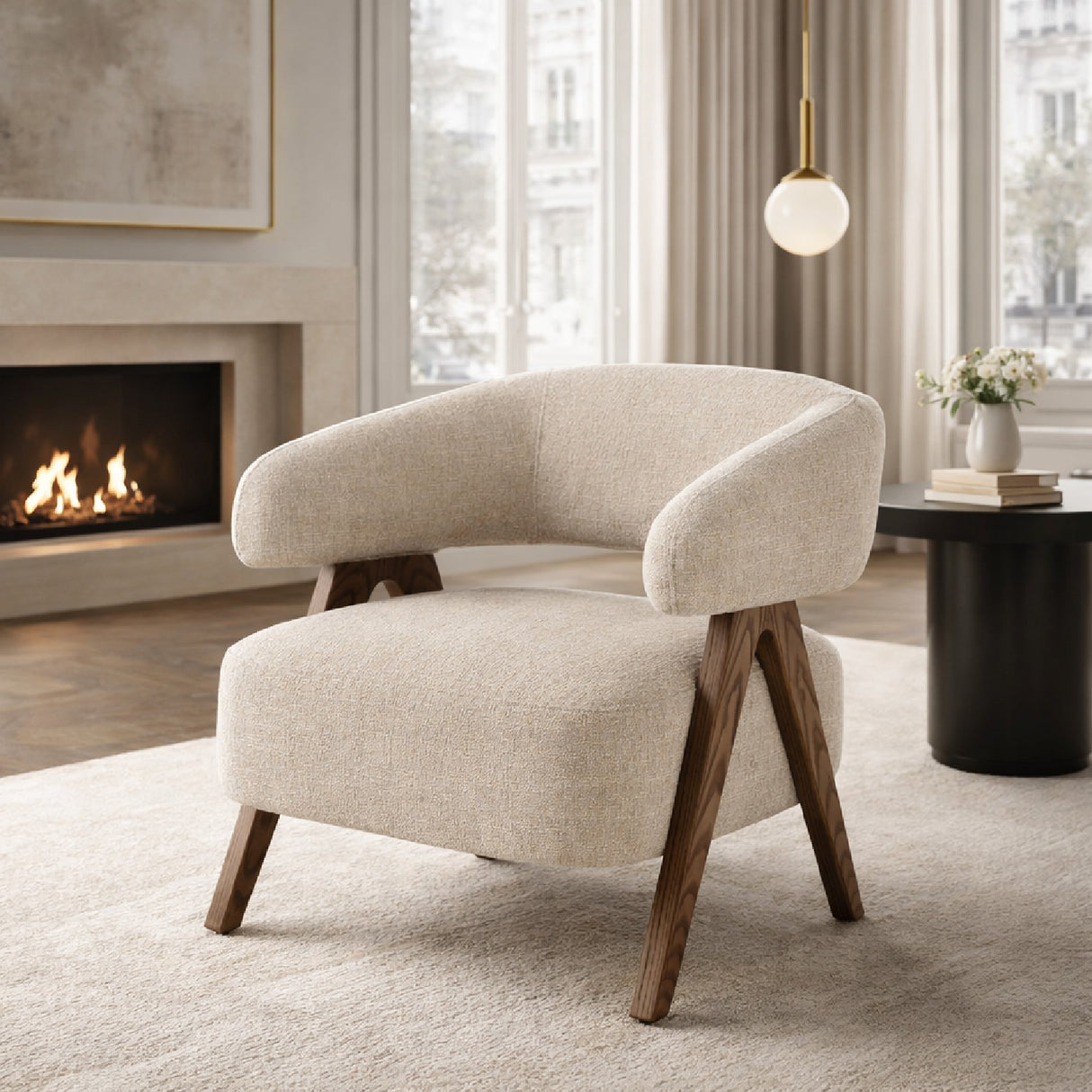 Ash Framed Beige Accent Chair | OROA Modern Brock | Oroa.com