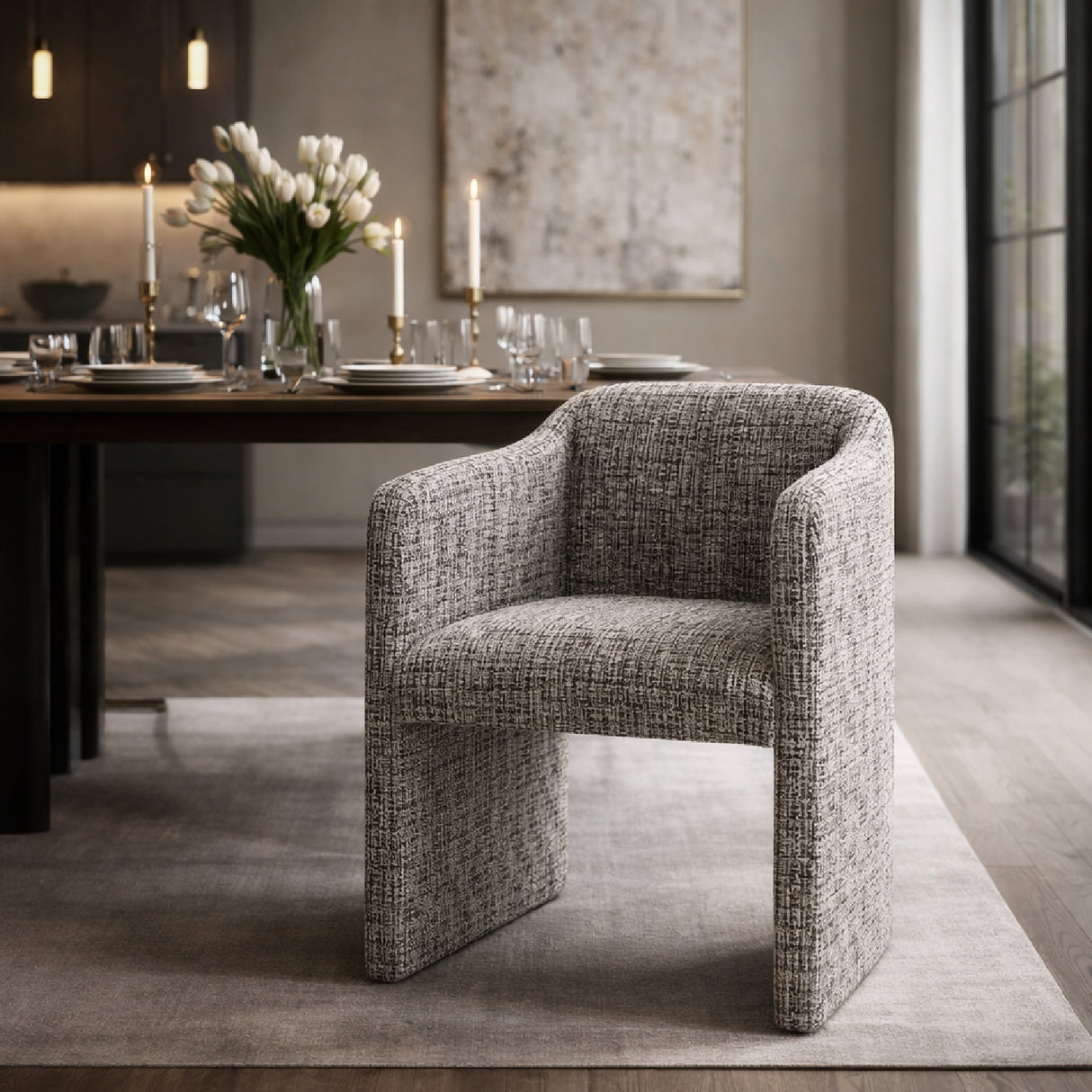 Beige/Black Varigated Dining Chair | OROA Modern Oldford | Oroa.com