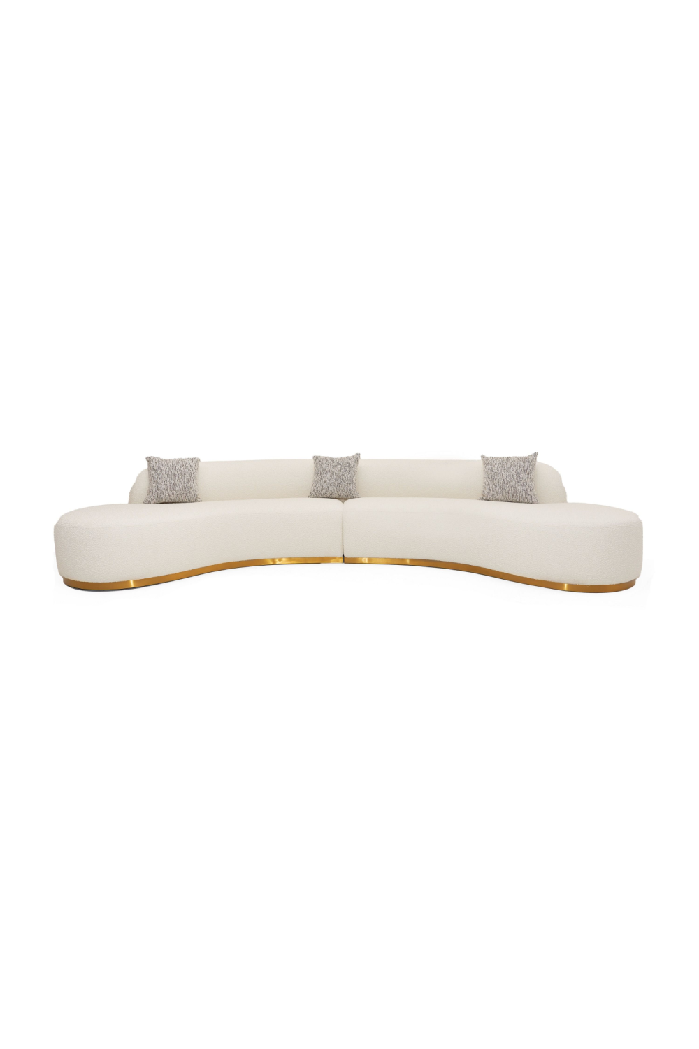 White Curved Sofa with Beige Pillows | OROA Modern Frontier | Oroa.com