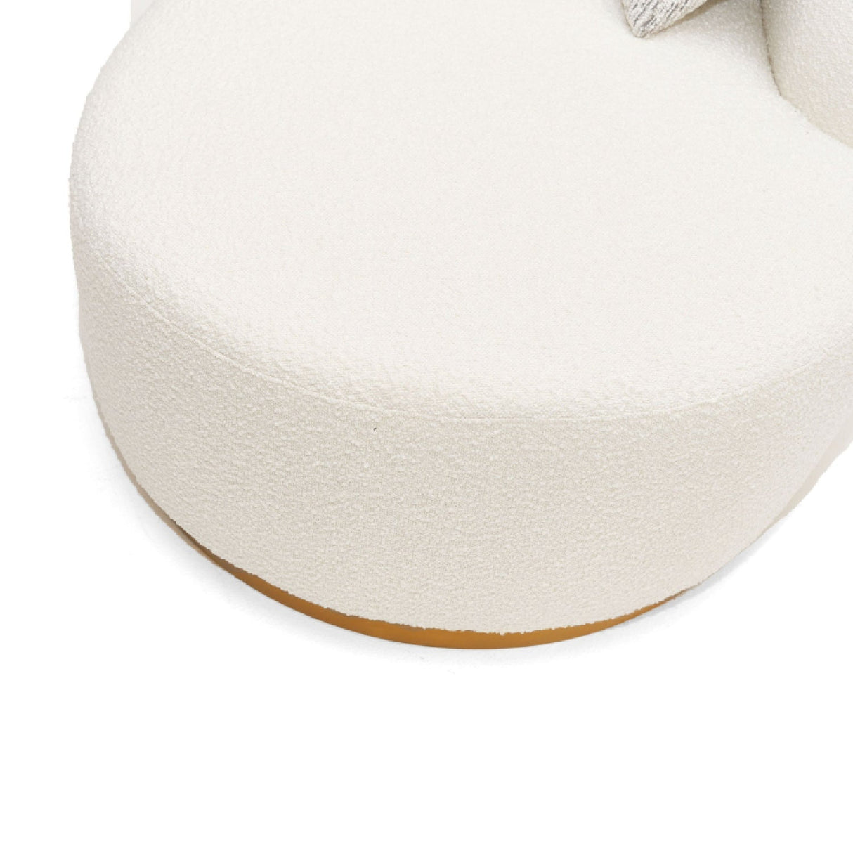 White Curved Sofa with Beige Pillows – Frontier – rear view