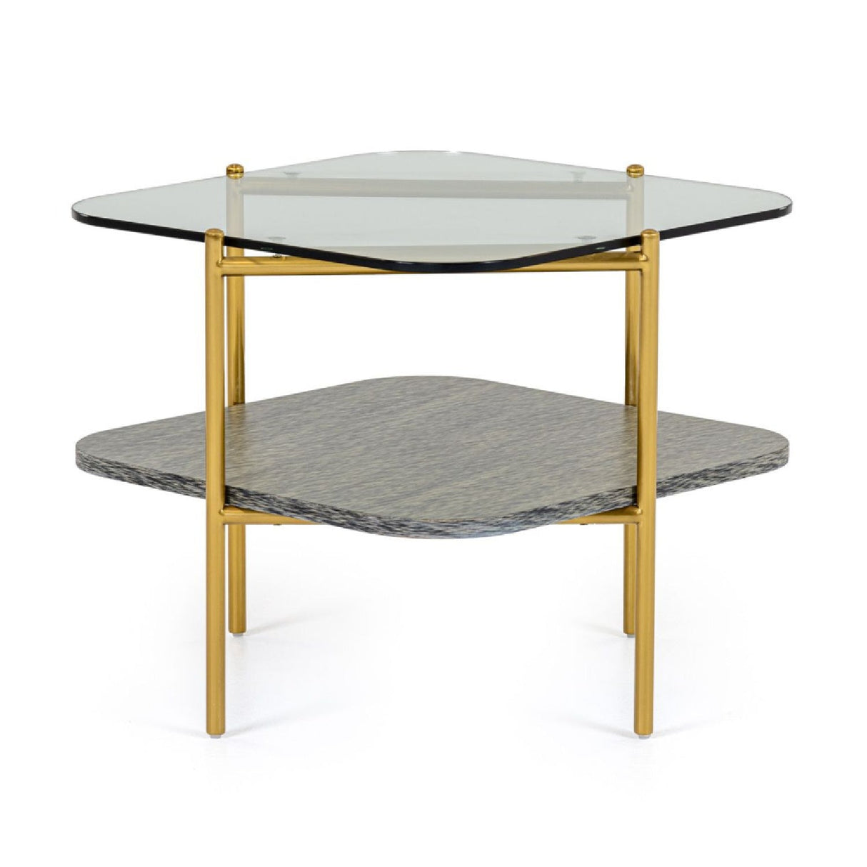 Gold-Framed Glass End Table – Cari – side view