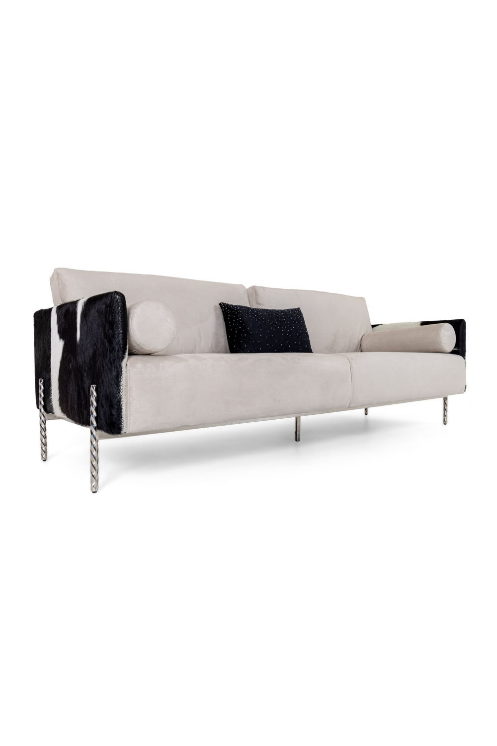 Gray Cowhide Sofa | OROA Modern Pueblo