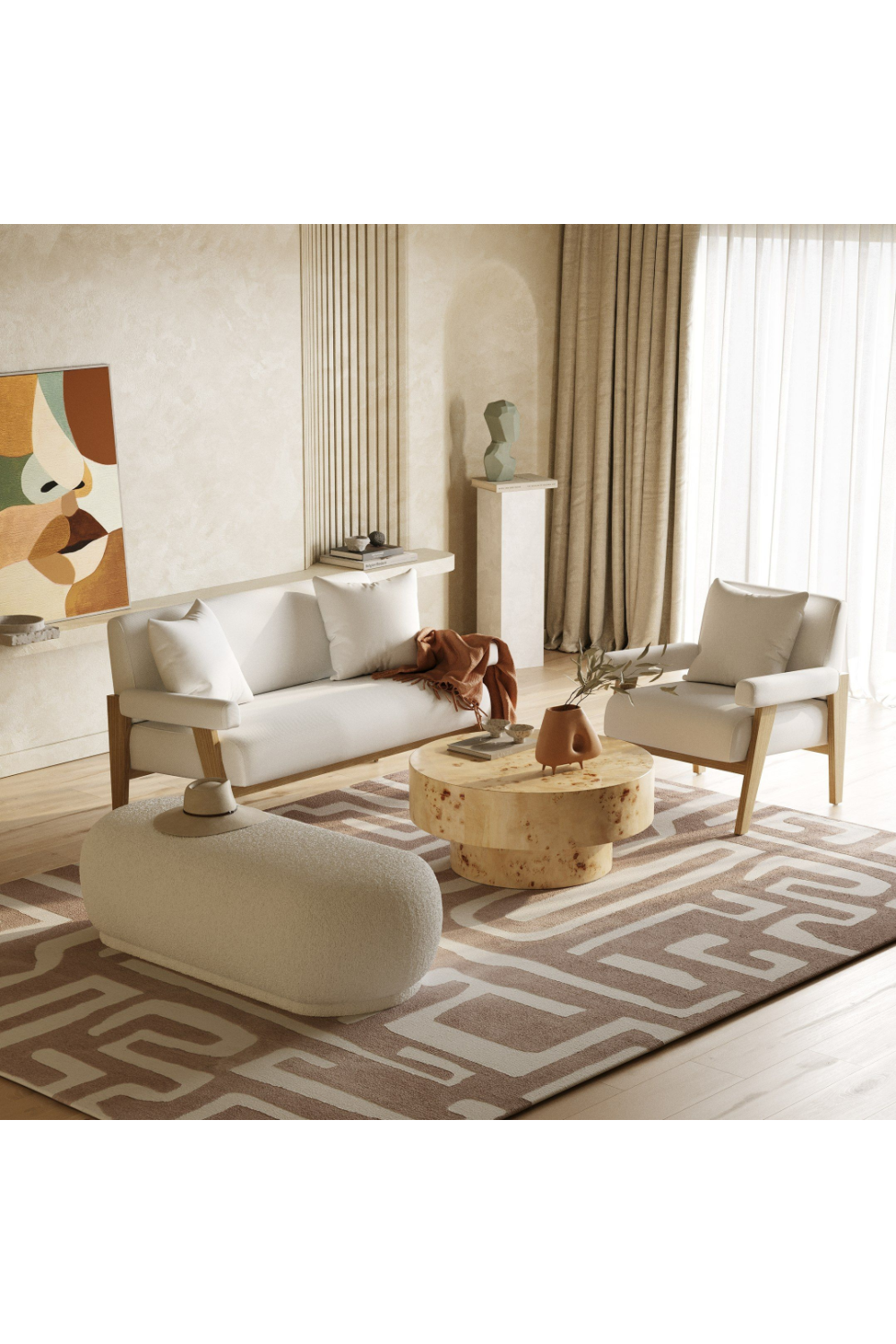White Sherpa Ottoman | OROA Modern Kael | Oroa.com